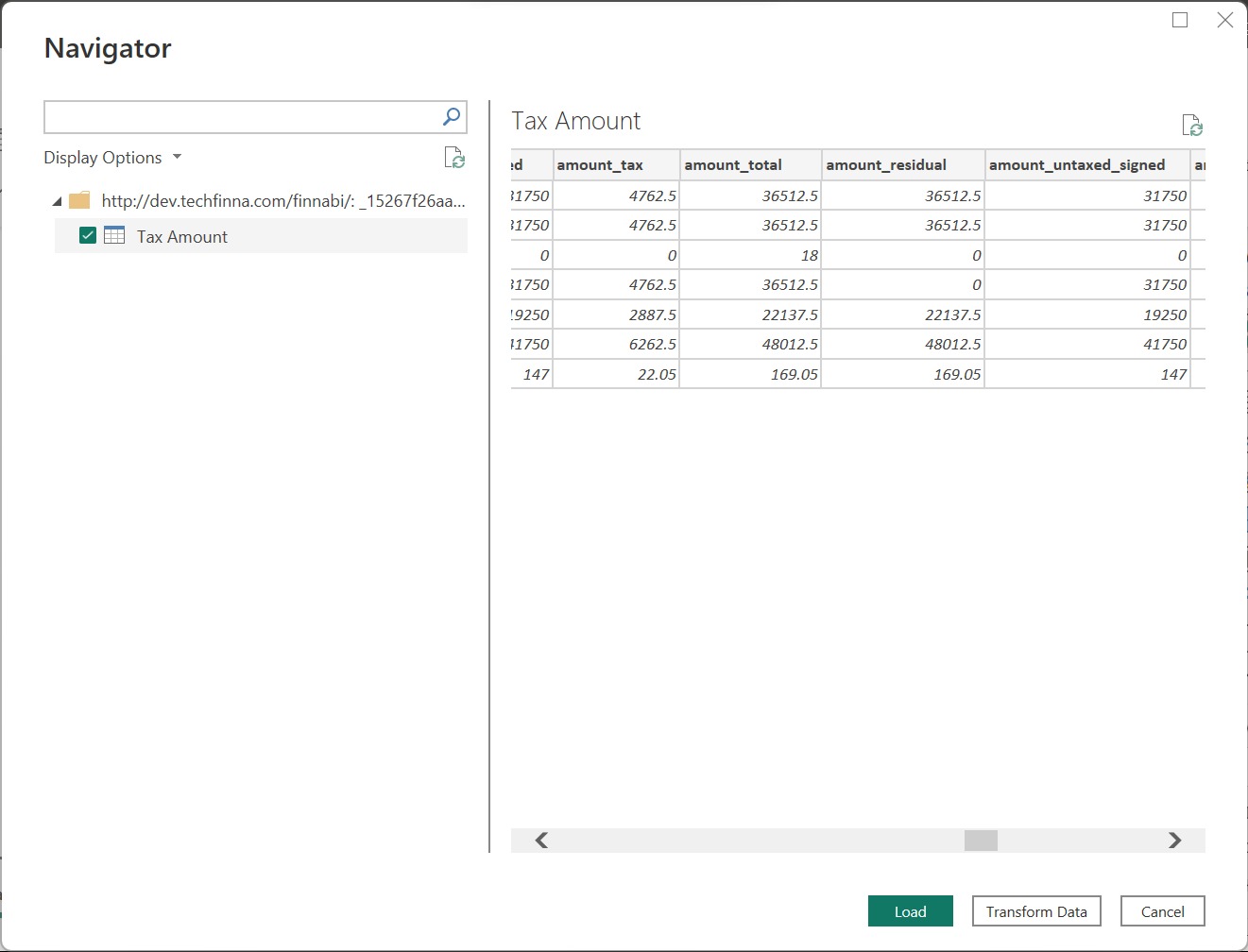 Odoo Power BI Connection fetch tables