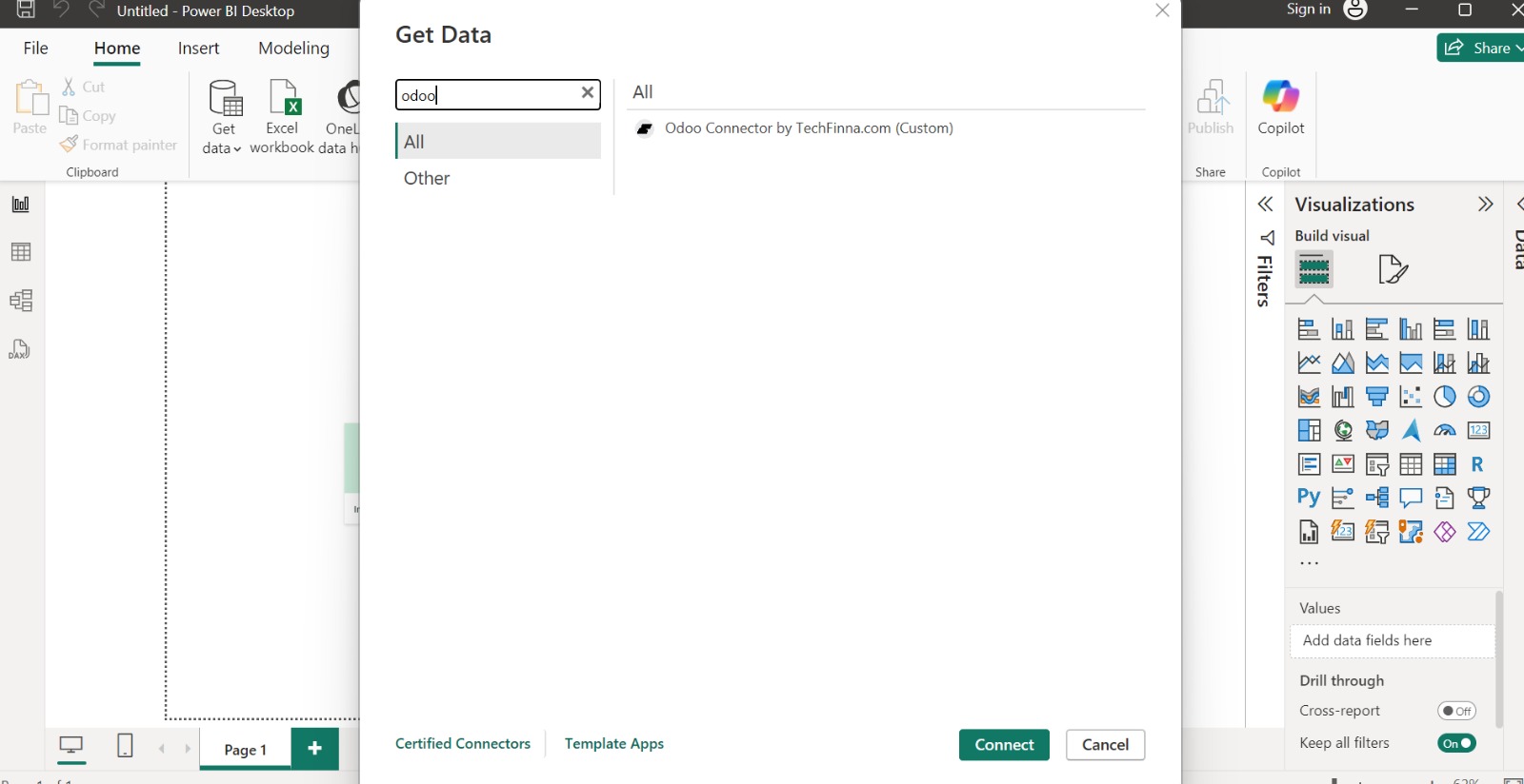 Odoo Power BI Connection find sql