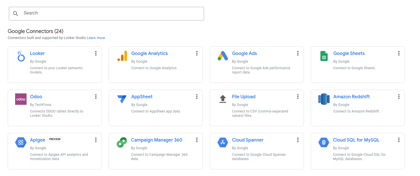 find odoo in looker studio datasources