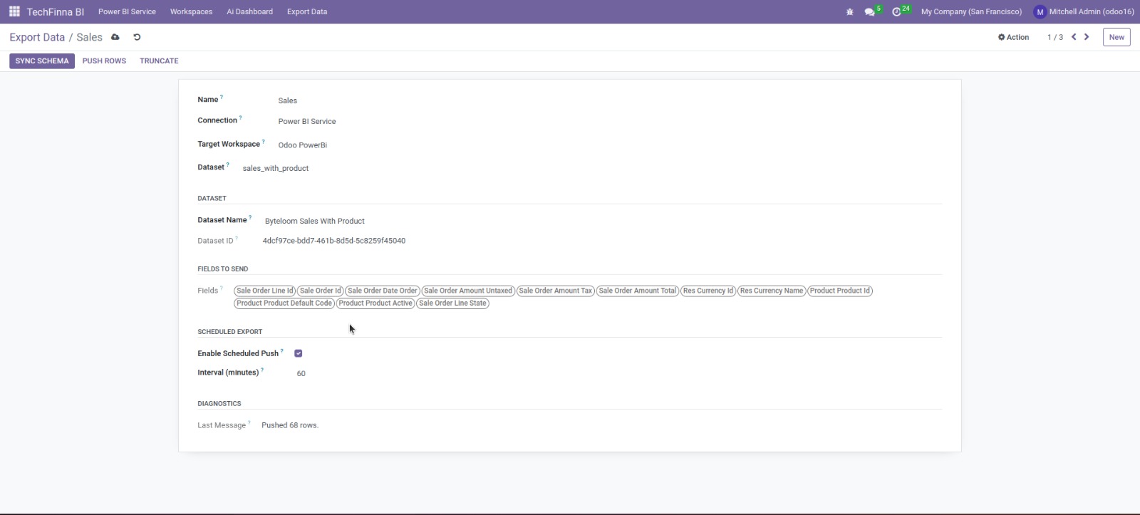 Dataset export success screen