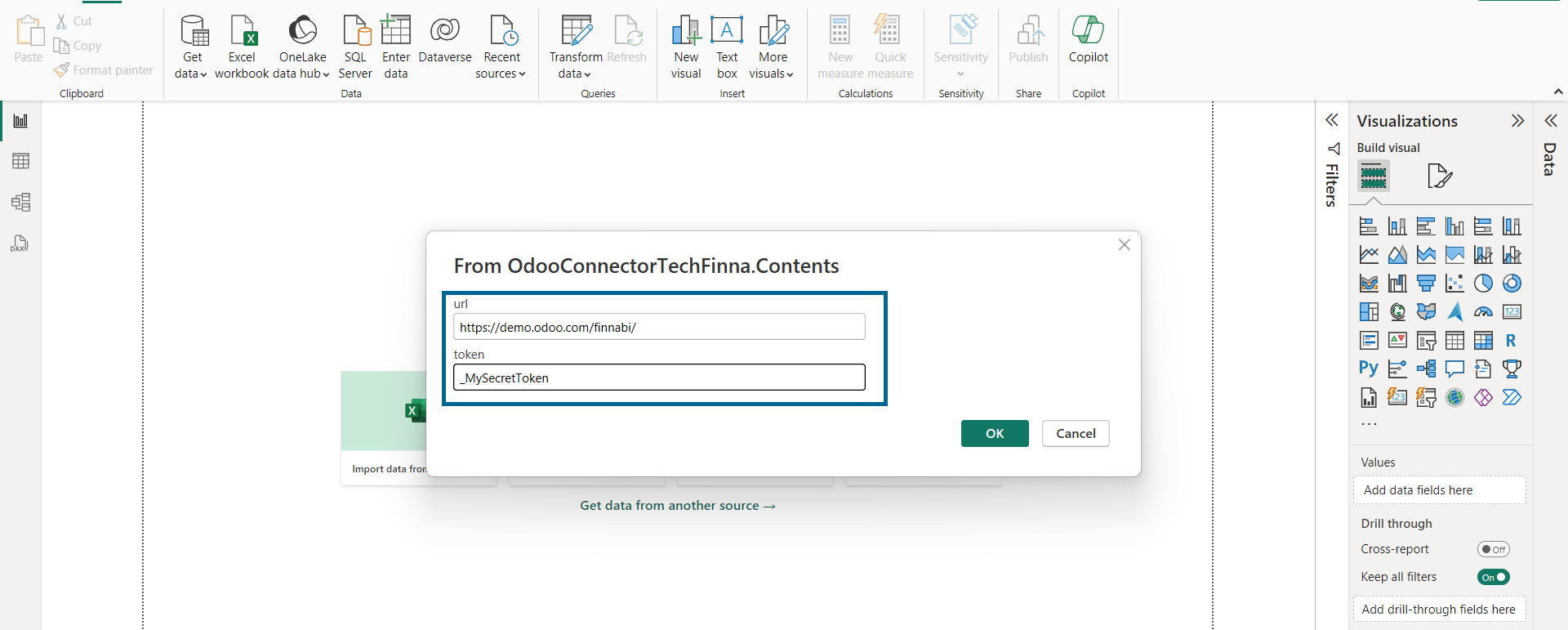 Odoo Power BI Connection step two